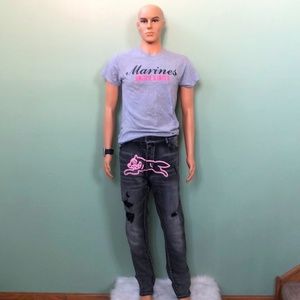 Icecream Men's Grey Running Dog Jeans Size 38